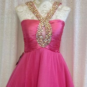 Hot pink pleated dress